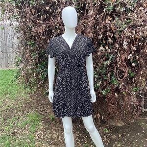 Zessica Wrap Style Polka Dot Belted Mini Dress